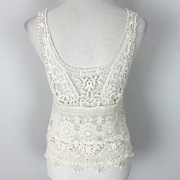 Vintage Y2K Ivory Crochet Tank Top Boho Hippie Festival Size S/M Women's - Picture 3 of 4